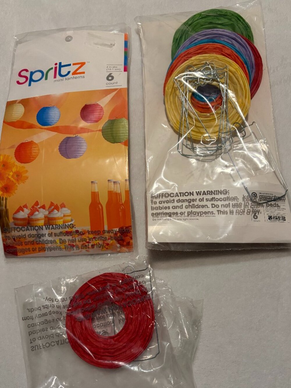 NWT Spritz Party Lanterns, 2-Pack, 6 Lanterns Each, 4-inch diameter